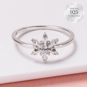 925 Sterling Silver Snowflake Ring - Charmed Aroma Winter Holiday Christmas